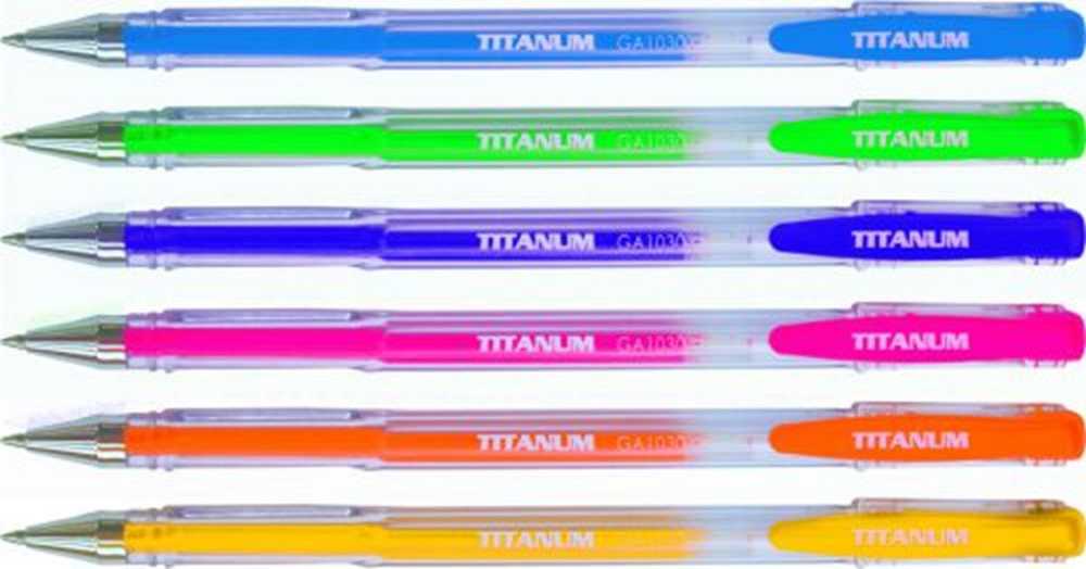 Titanum Želiniai rašikliai, 6 fluorescencinės spalvos, 0.8 mm linija