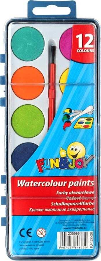 Fun&Joy Mokykliniai akvarelės dažai 12 spalvų F&amp;J