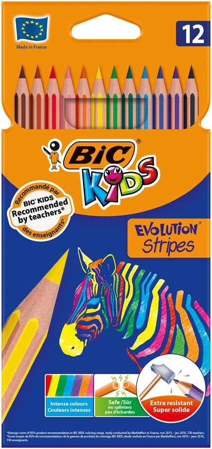 Spalvotieji pieštukai Bic Evolution Stripes, 12 vnt.
