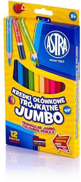 Astra Jumbo trikampės kreidelės 12 spalvų