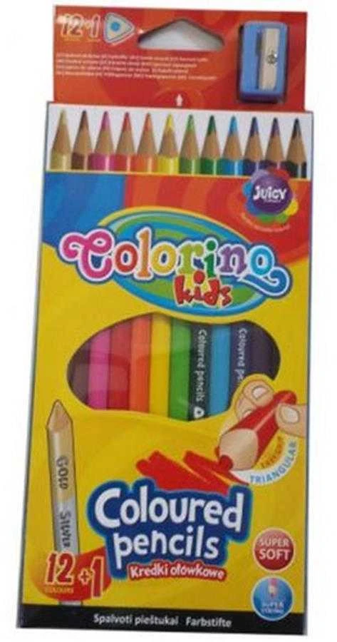 Patio Tribriauniai spalvoti pieštukai Colorino Kids, 12 spalvų+1(aukso/sidabro sp.)