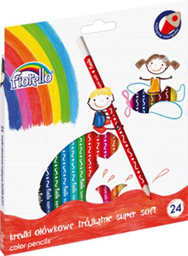 Spalvoti pieštukai FIORELLO Super Soft, 24 spalvų