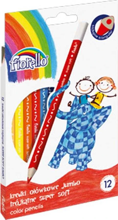 Grand Spalvoti tribriauniai pieštukai SUPER SOFT JUMBO, Fiorello, 12 sp.