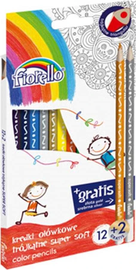 Grand Spalvoti tribriauniai pieštukai SUPER SOFT, Fiorello, 12+2 sp.