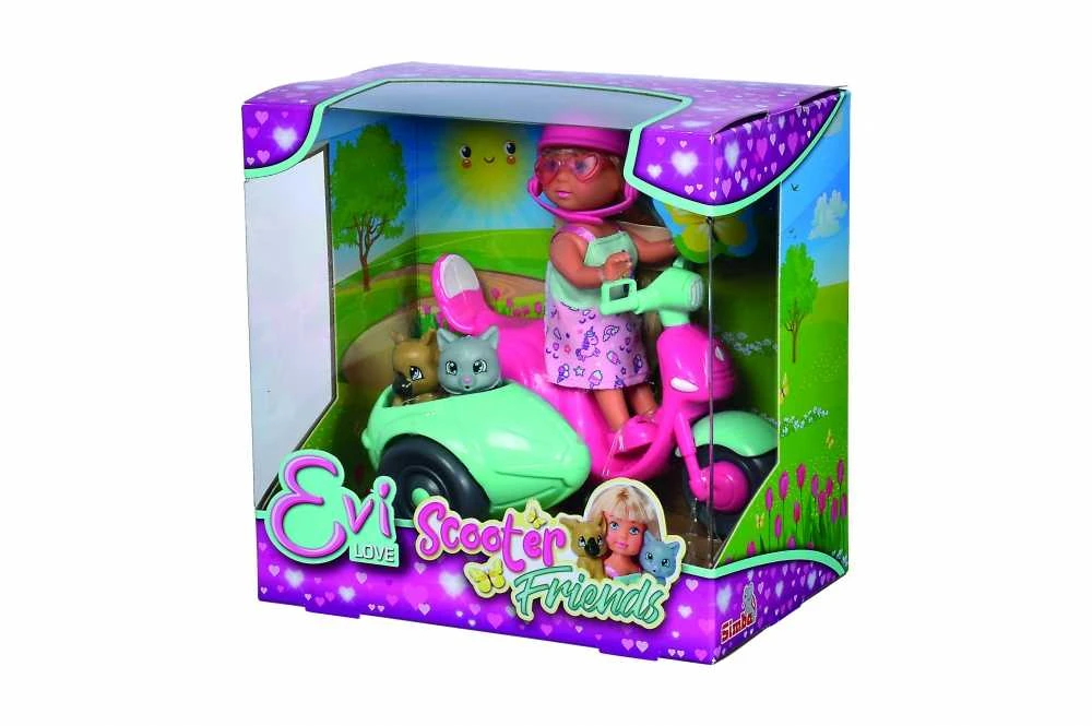 „Simba Doll EVI“ ant motorolerio su šunimi ir kačiuku