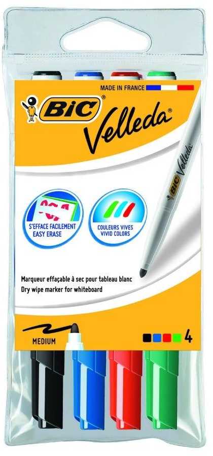Bic Dry trynimo žymeklis VELLEDA pocket 1741 įvairių spalvų 4/p (BIC725)