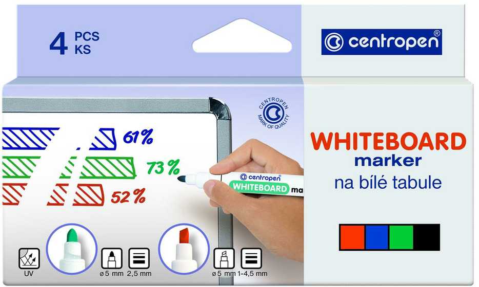 „Centropen“ lentos žymeklis, mišinys, sausas trynimas, 4 vnt (8559/4PCS)