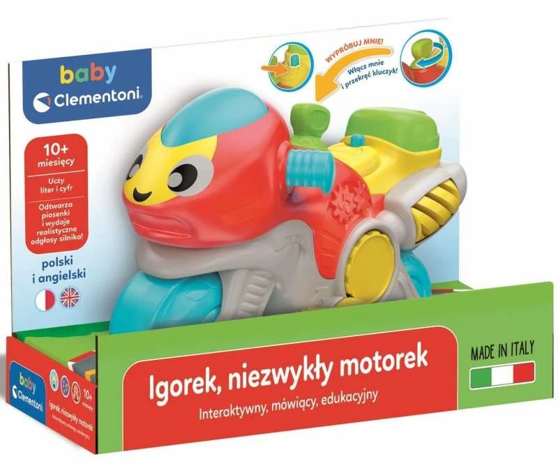 Clementoni Interaktyvus spalvotas mokomasis motociklas Igorek