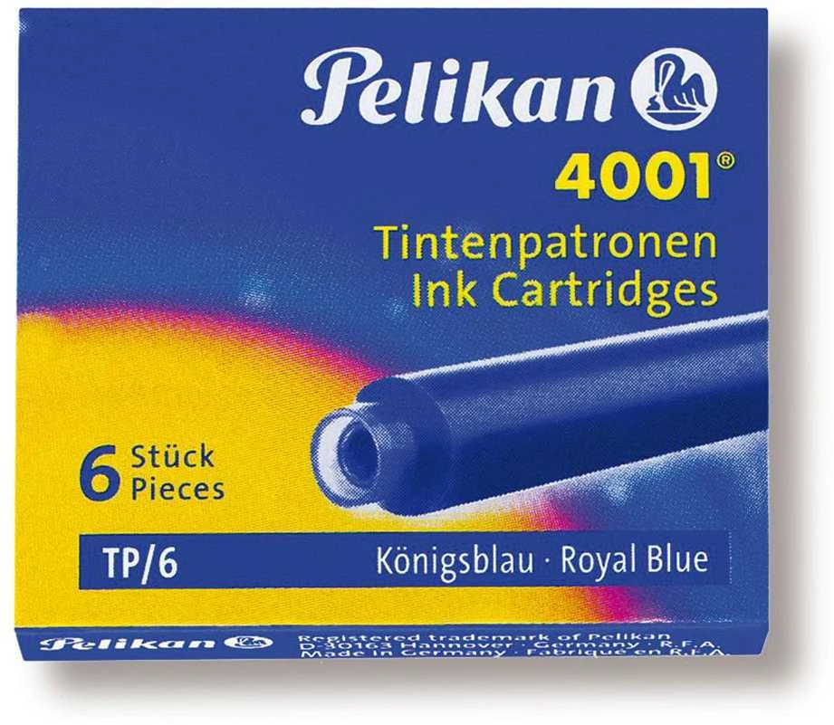 Rašalo kapsulės Pelikan TP/6, trumpos, mėlynos (6 vnt.) 1223-012