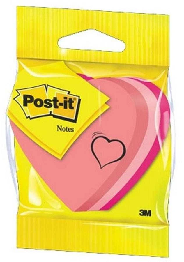 Lipnūs lapeliai 3M, Post-it, Širdelė, 76x76mm, rausvi (1x225) 0717-031