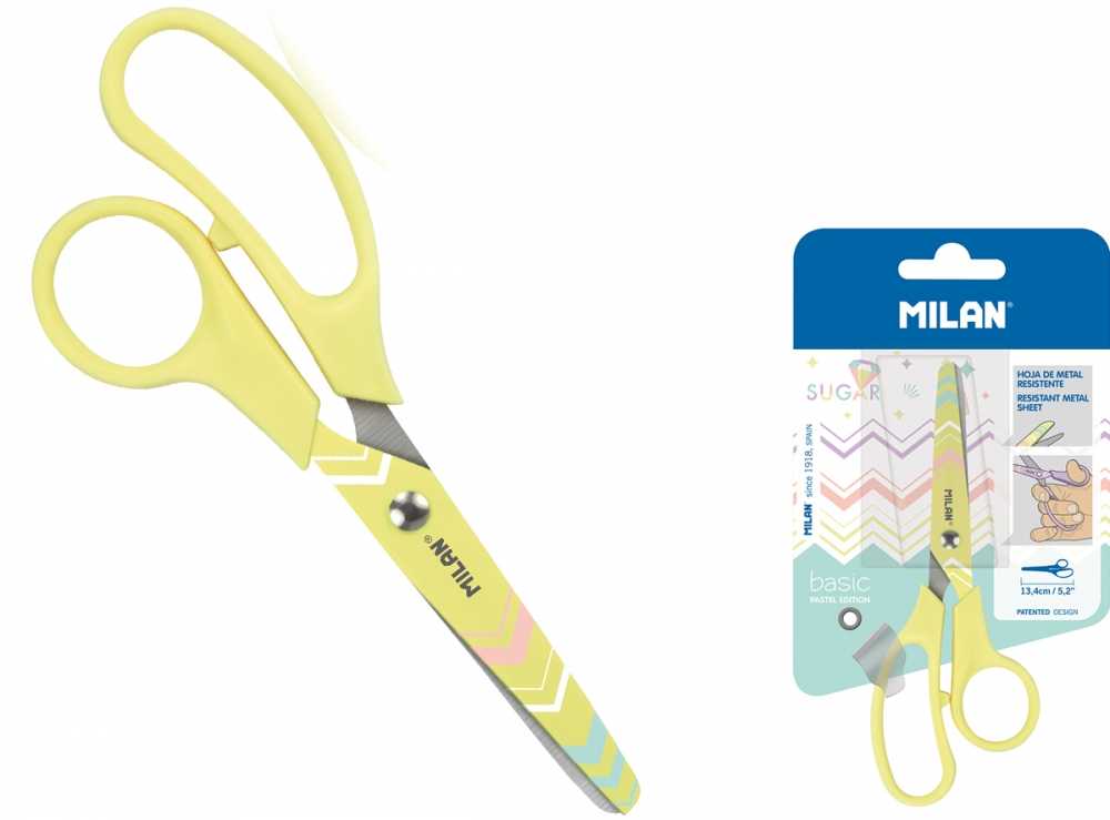 Žirklės su raštais Milan, geltonos, 13.4 cm