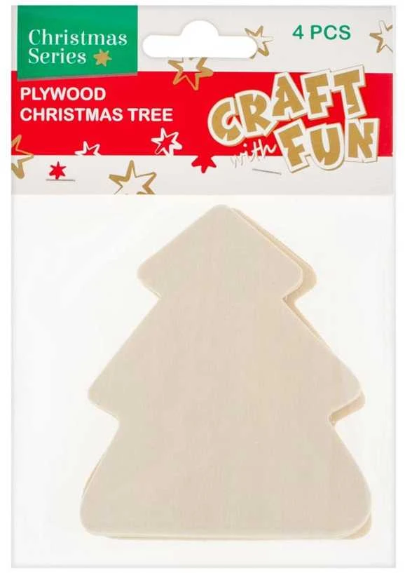 Craft With Fun Kalėdinė dekoracija iš medžio EGLĖ, 4vnt