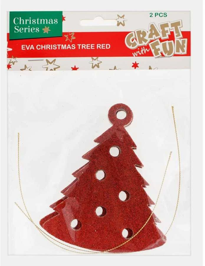 Craft With Fun Kalėdinė dekoracija iš putplasčio EGLUTĖ, raudonos spalvos, 2vnt.