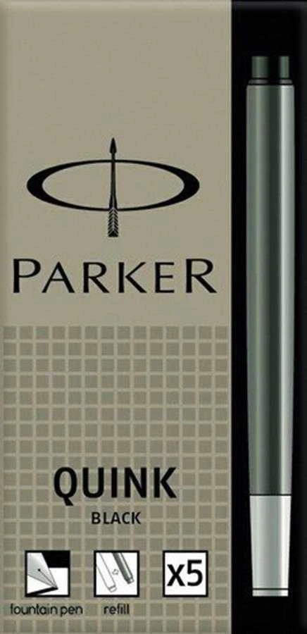 Rašalo kapsulės Parker, ilgos, juodos (5 vnt.)