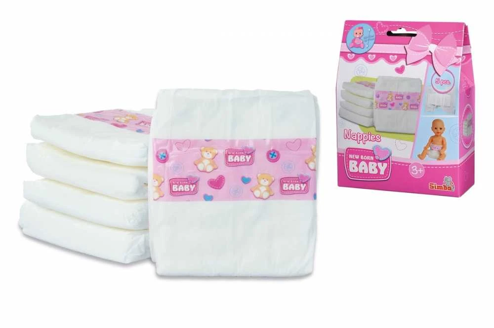 „Simba New Born Baby“ sauskelnių pamineriai 5 vnt. Už lėlę