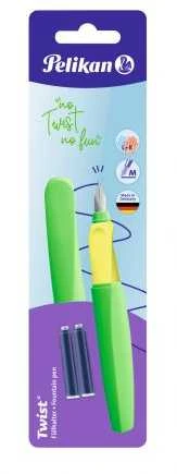 Pelikan Twist P457 M Neon žalia plunksnakočiai + 2 kasetės