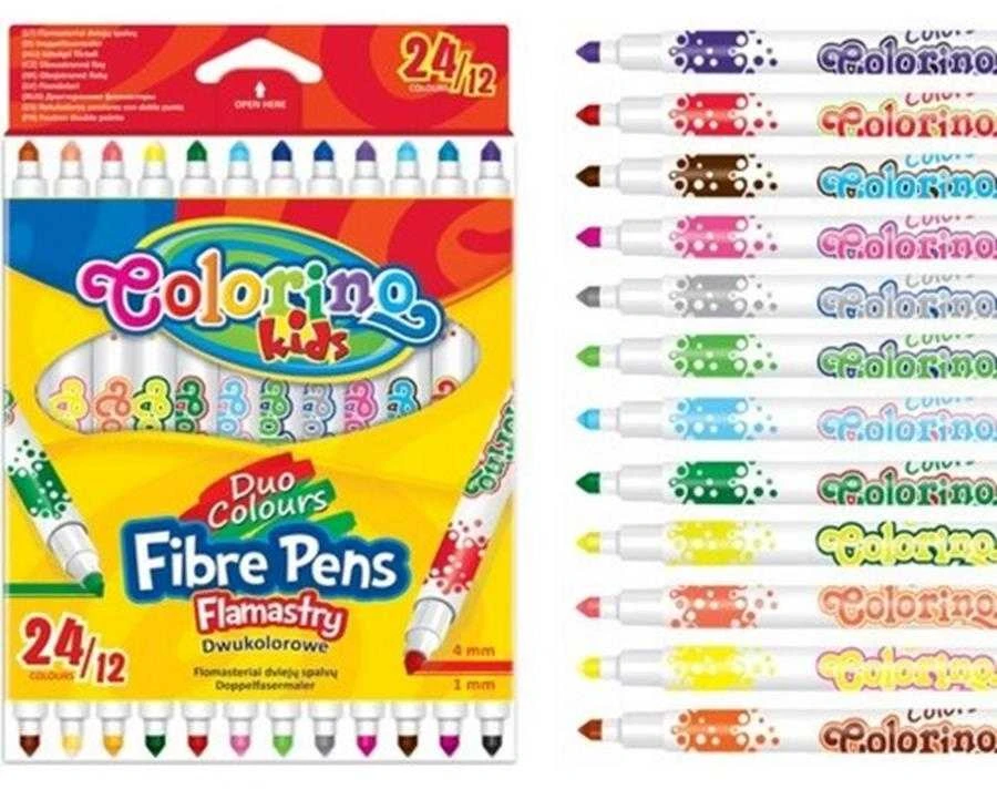COLORINO KIDS dvipusiai flomasteriai, 12 vnt., 24 spalvos, 32353PTR