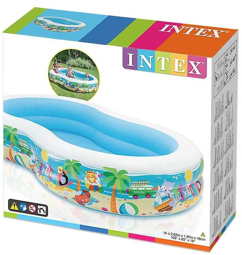 Intex Laguna baseino ovalas, Baltas/Mėlyna, Amžius 3+, 255 x 160 x 46 cm