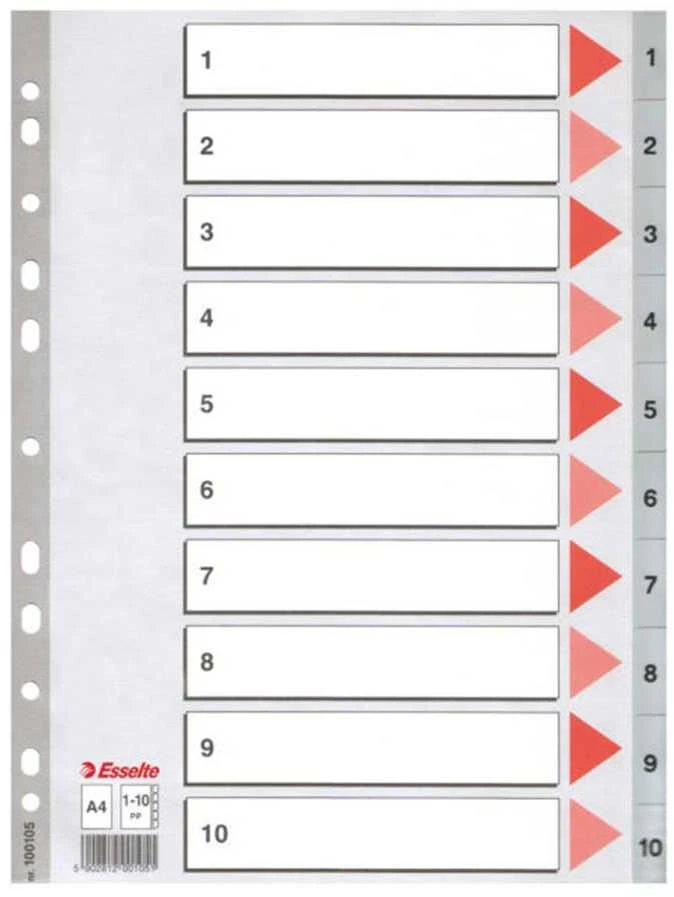 Skiriamieji lapai ESSELTE, 1-10, A4, PP
