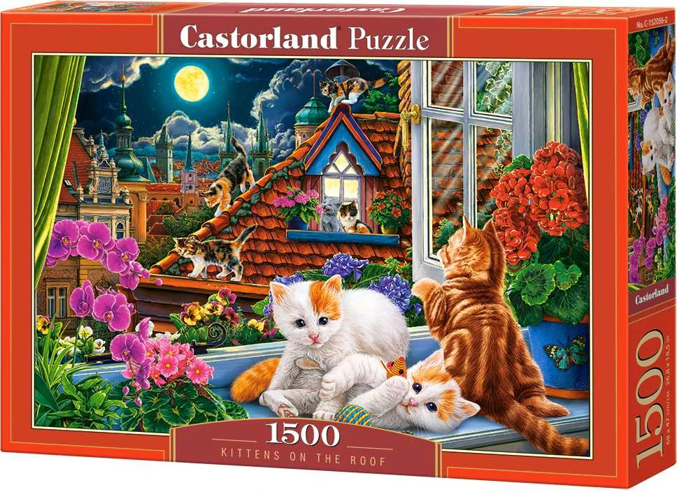 Castorland Dėlionė 1500 vnt. - Kačiukai ant stogo