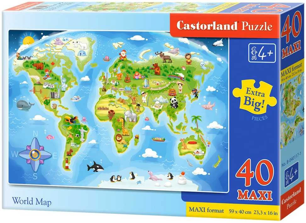 Castorland Dėlionė 40 vnt. - Pasaulio žemėlapis