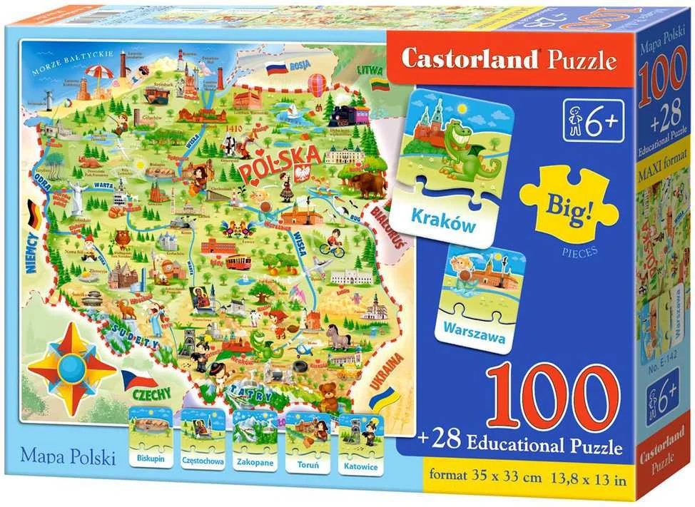 Castorland Dėlionė 100 vnt. - Lenkijos žemėlapis