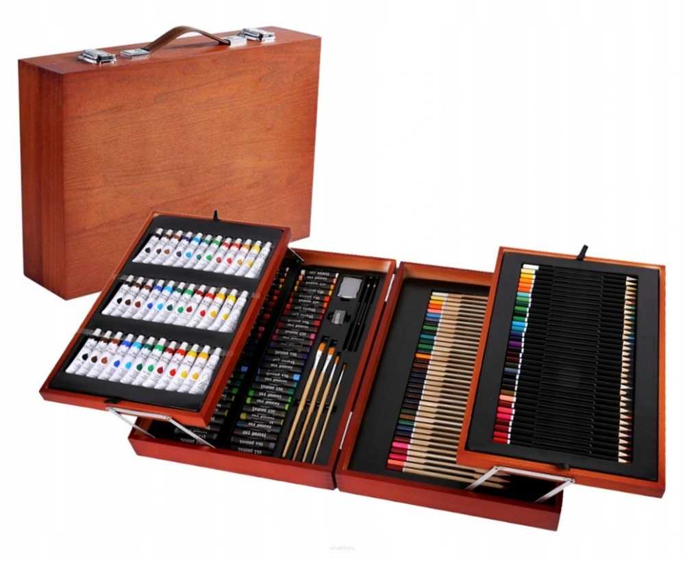 Beniamin KAYET meno reikmenys ARTISTIC SET medinis lagaminas 180 vnt.