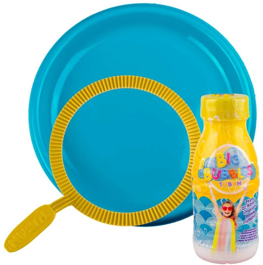 Tuban burbulų rinkinys - 250 ml burbulų skystis + lėkštė + 1 plastikinis žiedas