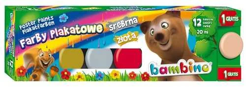 Bambino plakatinių dažų rinkinys 12 spalvų su iliustracijomis
