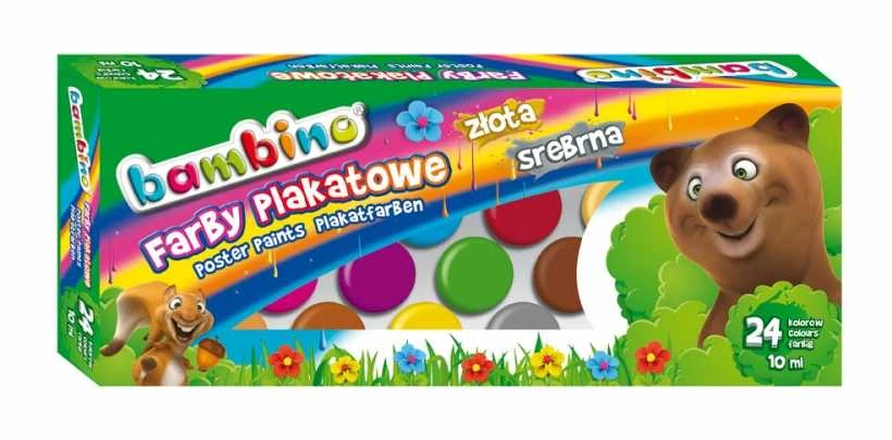 Bambino plakatų dažai, 24 spalvų rinkinys dėžutėje