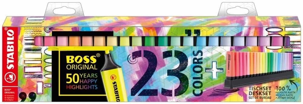 STABILO HIGHLIGHTER STABILO BOSS ORIGINALUS 23 SPALVŲ RINKINYS DĖKLĖJE