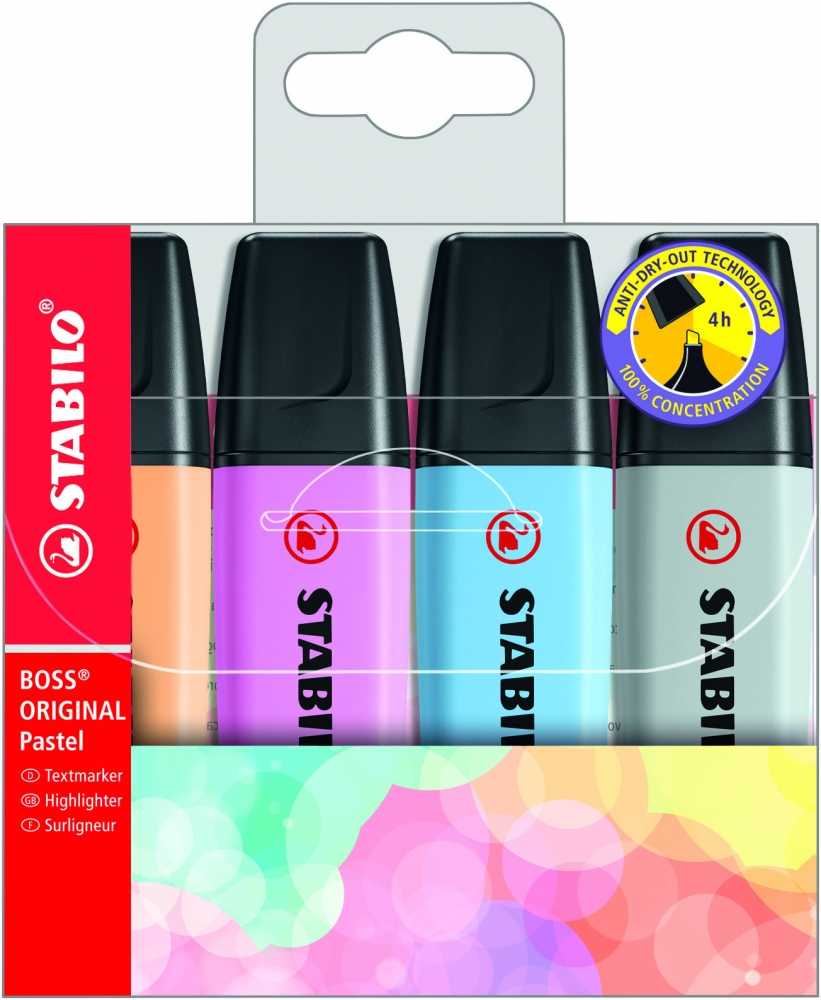 Stabilo Zakreślacz STABILO BOSS Original Pastel etui 4vnt. Stabilo