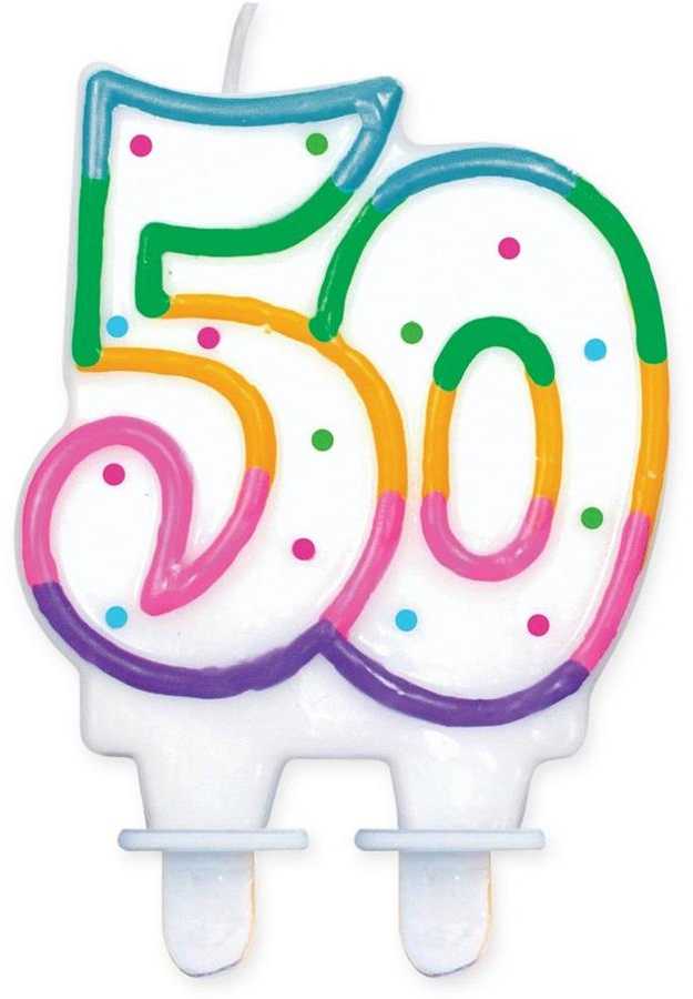 GoDan skaičių žvakė „50“ su taškeliais (8 cm)