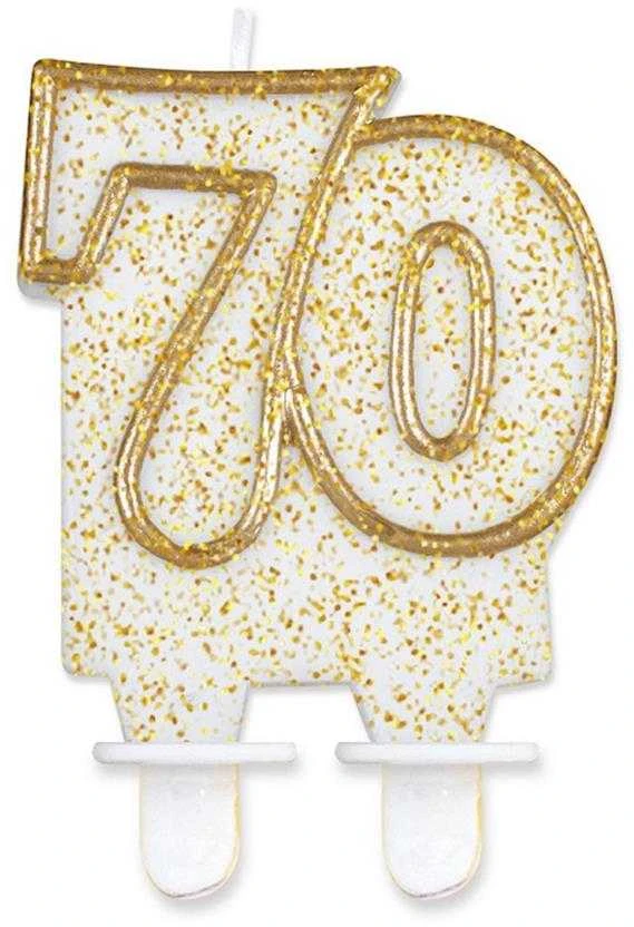 Gimtadienio žvakė numeris 70 blizgučiai GODAN