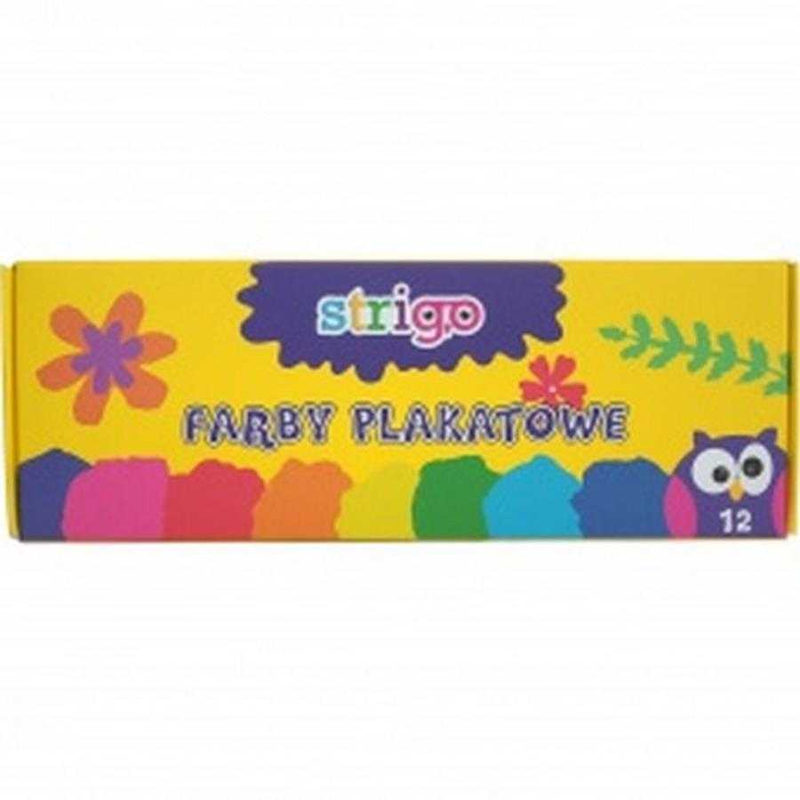 Strigo Plakatų Dažai: 12 Spalvų, 20ml Kiekvienas