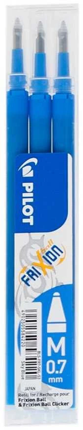 Pilot FriXion mėlyni 0.7 mm užpildai 3 vnt