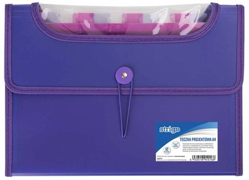 Violetinis Strigo A4 aplankas su guma ir 12 skyrių