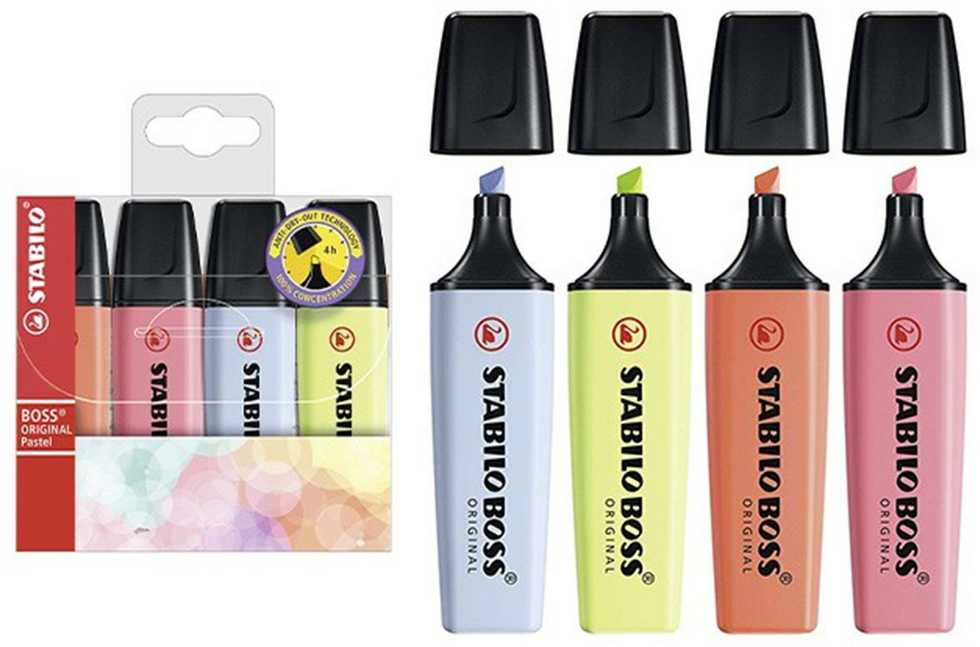 Stabilo Highlighter Boss Pastelinis dėklas 4 spalvų STABILO