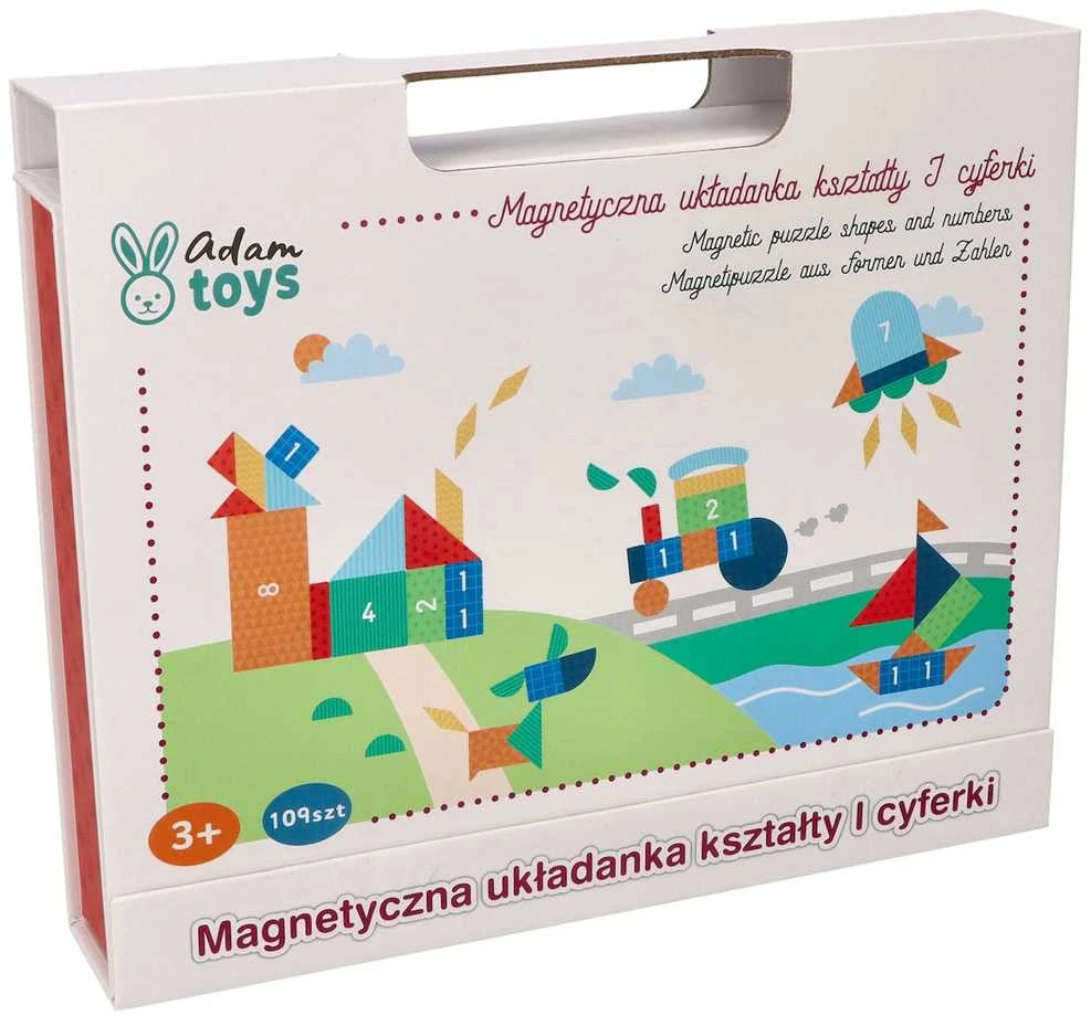 Adam Toys Magnetinė edukacinė dėlionė su formomis ir skaičiais, vaikams nuo 3 metų, sulankstoma dėžutė