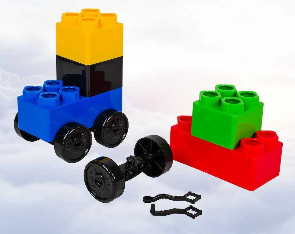 Konstruktorius Bj Plastik Mega Giants Brics + Wheels 141 el.