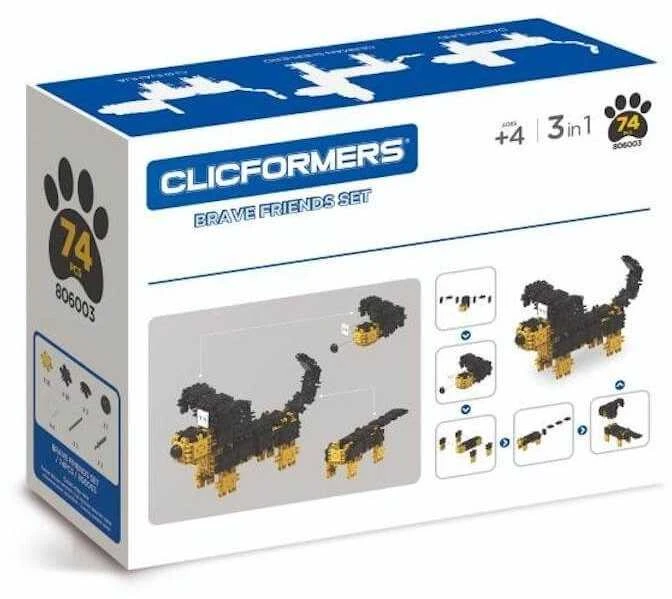 Clicformers Klocki Clics žaislai Clics Klocki CLICFORMERS Juodas ir geltonieji draugai 74el (806003)