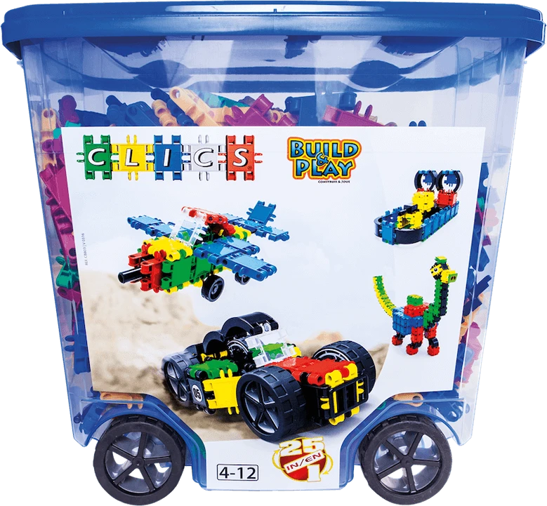 Clics toys Clics Nano Clics Didelis edukacinių konstruktorių rinkinys 25 modeliai, 750 dalių, vaikams nuo 3 metų, patvarus polipropilenas