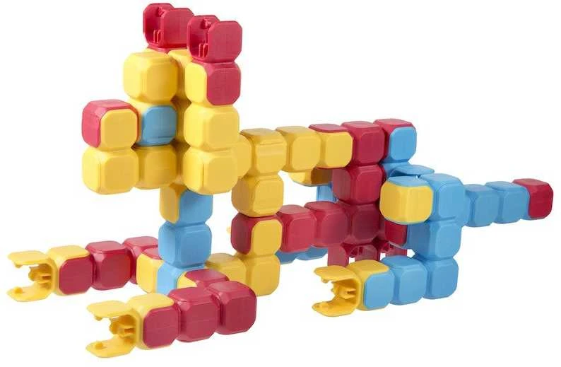Popular Playthings Konstruktorių rinkinys Klix Cubes su krumpliais, 150 detalių, vaikams nuo 5 metų, kūrybiškumui skatinti, geltona mėlyna raudona