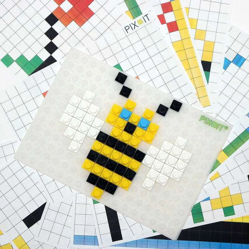 Pix It Didelis profesionalus edukacinis silikoninių elementų rinkinys vaikams nuo 4 metų, 1080 dalių, su užduočių knygelėmis ir silikoninėmis matomis