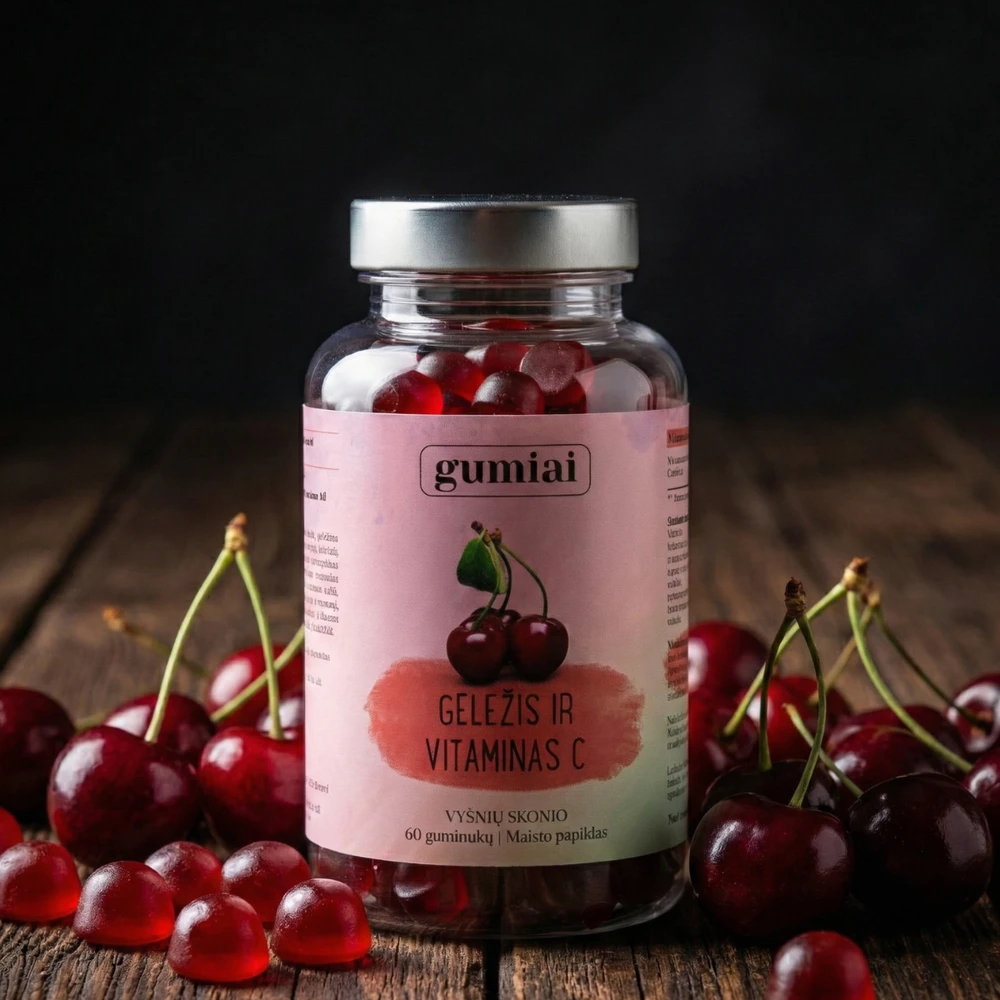 Gumiai Maisto papildas Geležis su vitaminu C, 60 guminukų