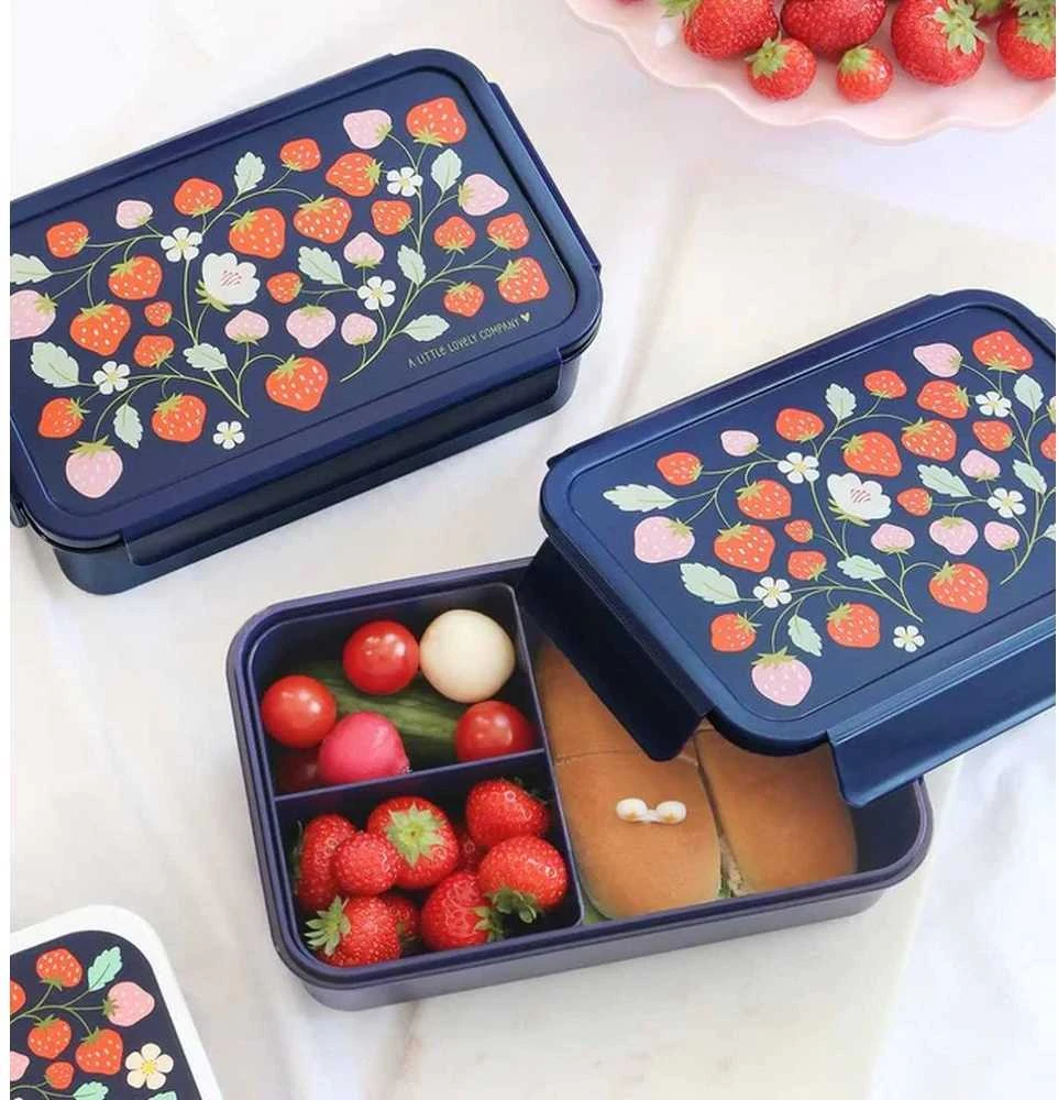 A Little Lovely Bento vaikiška priešpiečių dėžutė ‘Braškės’
