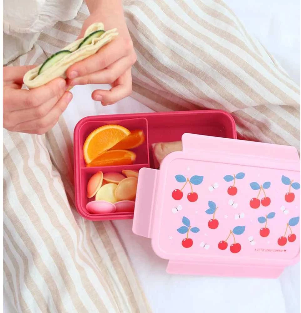 A Little Lovely Bento vaikiška priešpiečių dėžutė 'Vyšnios'