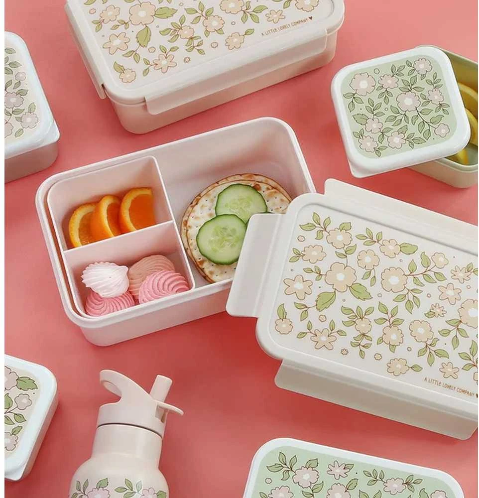 A Little Lovely Bento vaikiška priešpiečių dėžutė ‘Žiedai’ rožinė