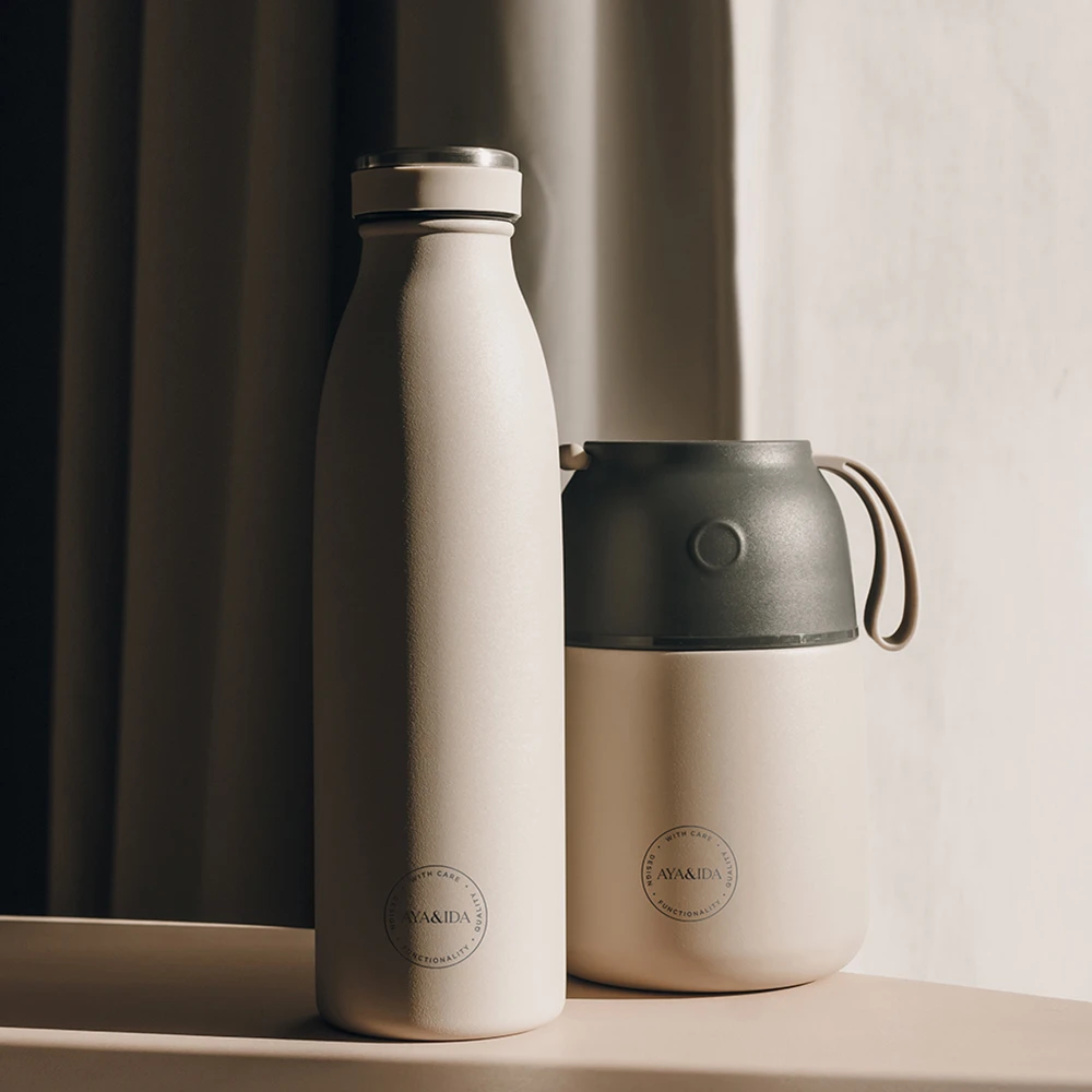 CREAM AYA&IDA Nerūdijančio plieno gertuvė 'Kreminis rusvai gelsvas' - 500 ml