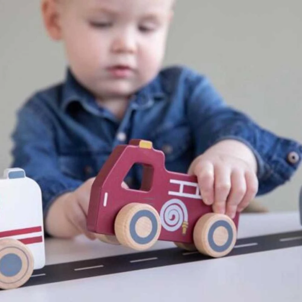 Little Dutch Avarinių tarnybų medinių automobilių rinkinys